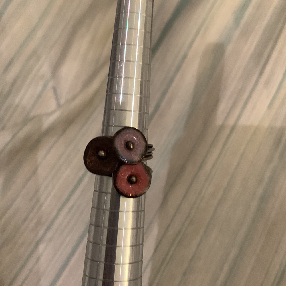 Three Stackable Stone Circle Rings Handcrafted Pi… - image 4